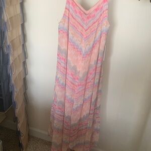 Emma & Michele Pink Multicolor Chevron Maxi Dress